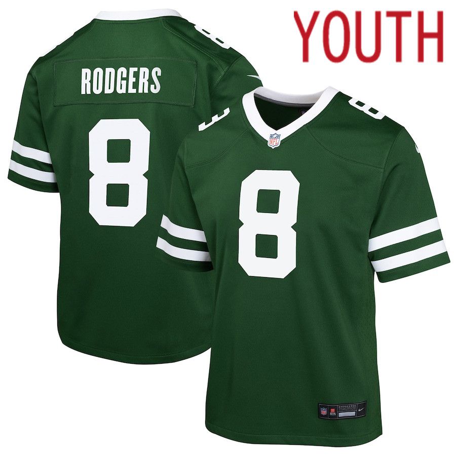 Youth New York Jets 8 Aaron Rodgers Nike Gotham Green Game NFL Jersey